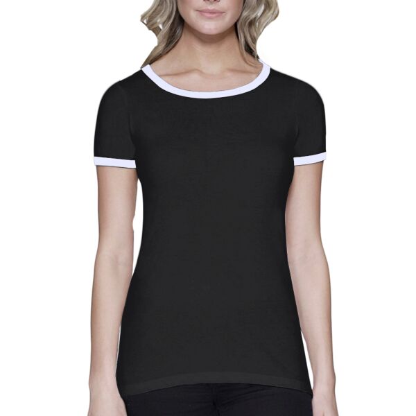 Ladies' CVC Ringer T-Shirt Thumbnail