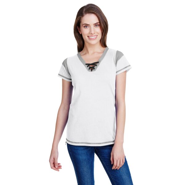 LAT Ladies' Gameday Lace Up T-Shirt Thumbnail